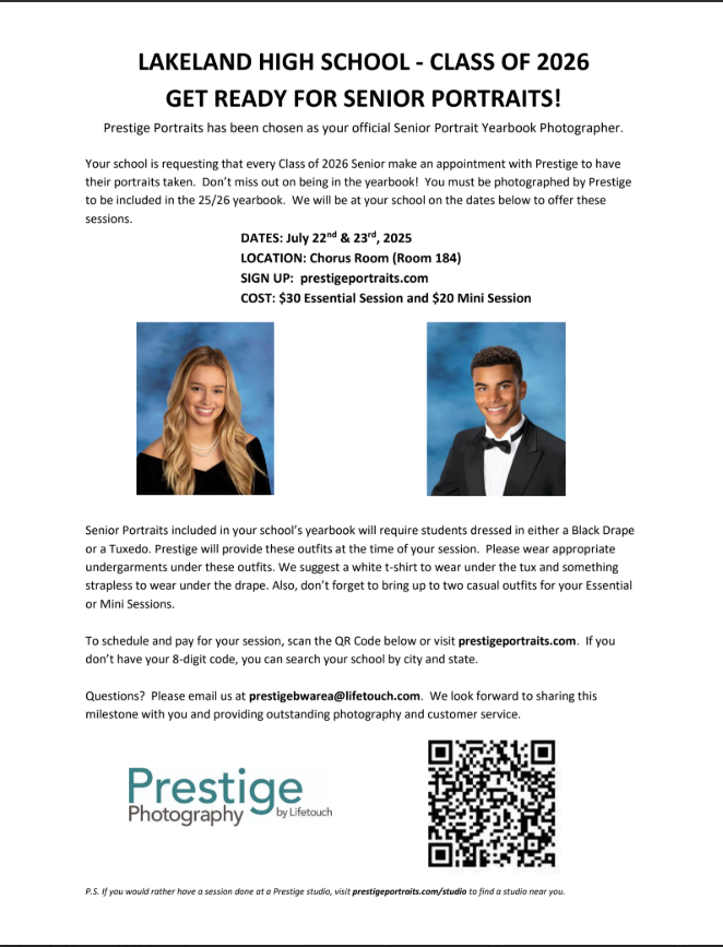  Class of 2026 - Senior Portrait Information